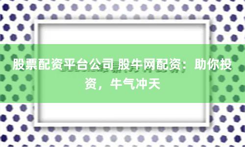 股票配资平台公司 股牛网配资：助你投资，牛气冲天